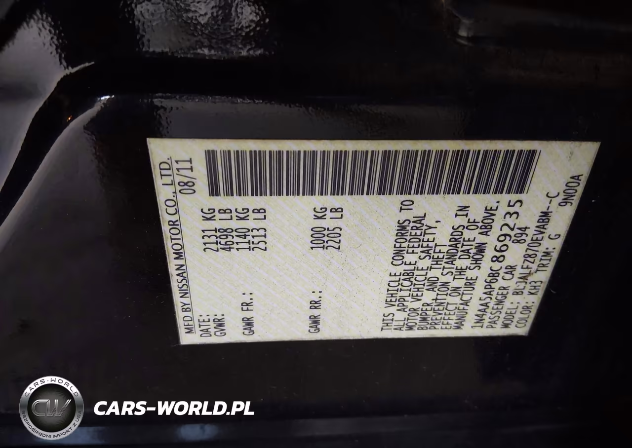 2011 Nissan Maxima 3.5 Sv VIN:1N4AA5AP6BC869235 - 9