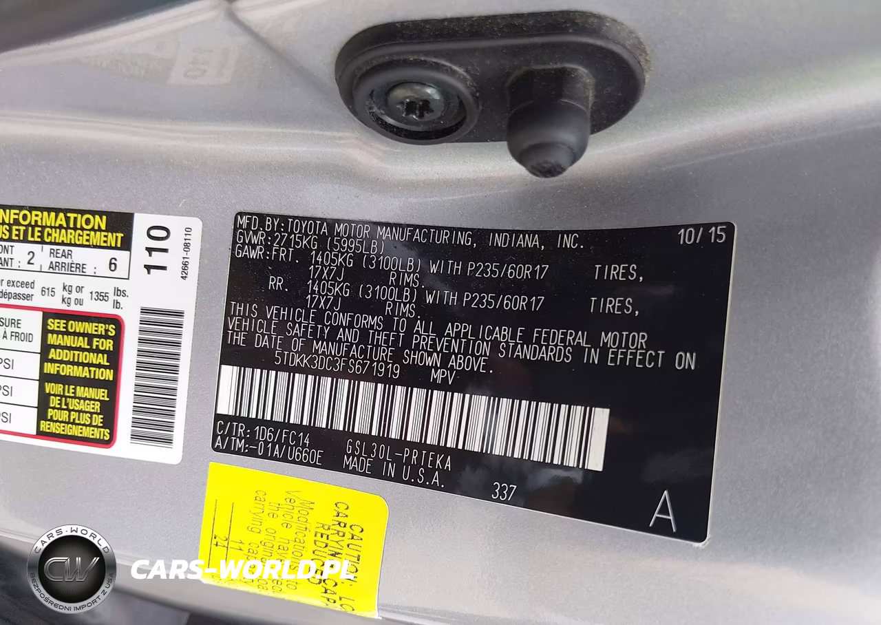 2015 Toyota Sienna Le 8 Passenger VIN:5TDKK3DC3FS671919 - 9