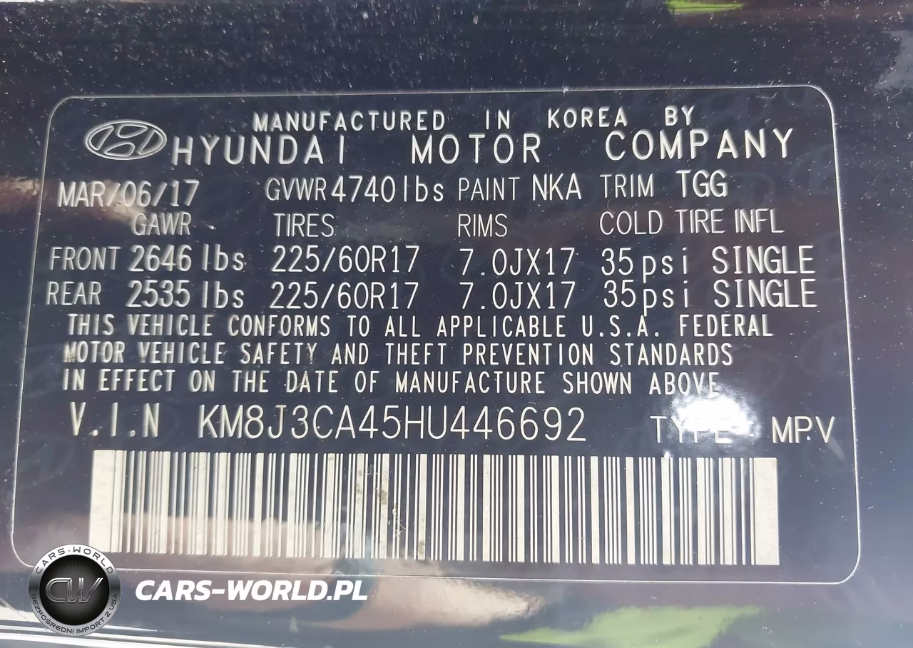 2017 Hyundai Tucson Se VIN:KM8J3CA45HU446692 - 9