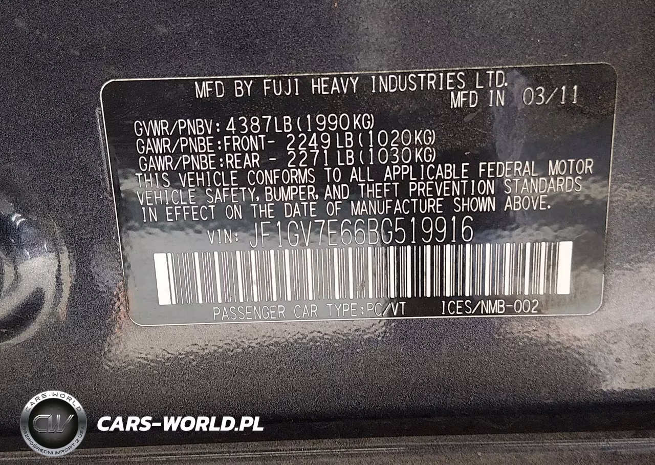 2011 Subaru Impreza Wrx VIN:JF1GV7E66BG519916 - 9