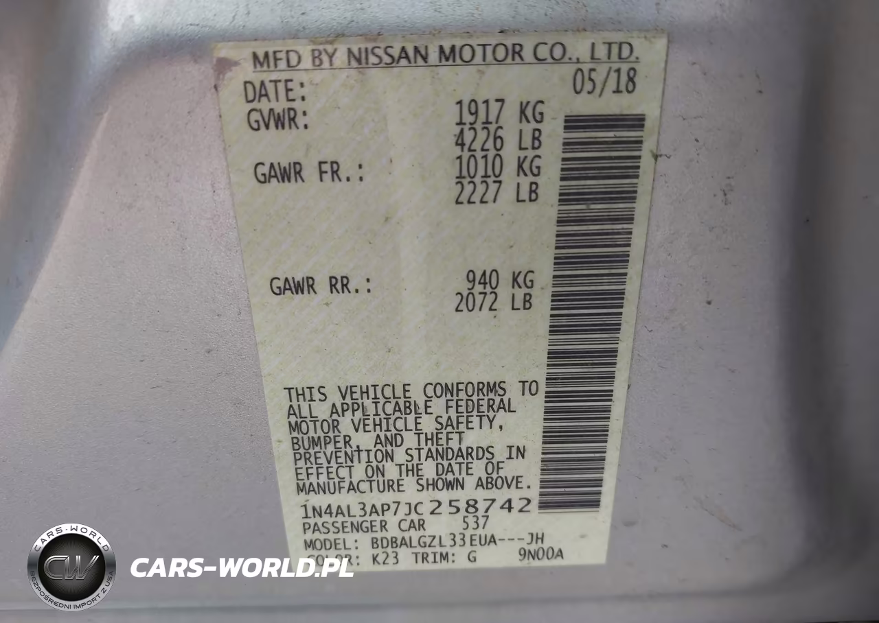 2018 Nissan Altima 2.5 S VIN:1N4AL3AP7JC258742 - 9