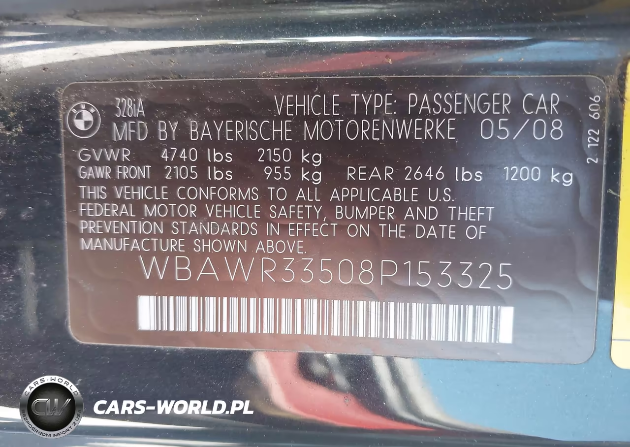 2008 BMW 328 I Sulev VIN:WBAWR33508P153325 - 9