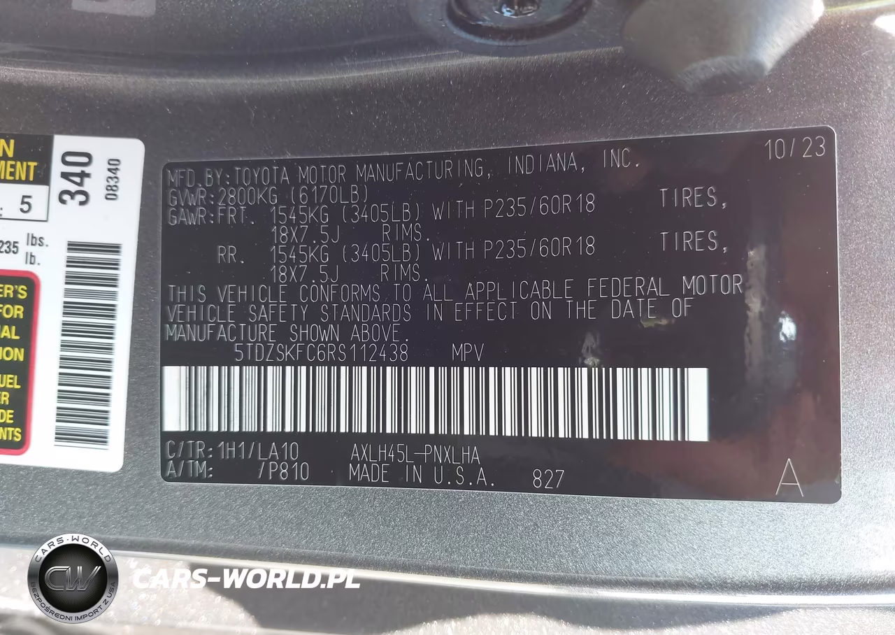 2024 Toyota Sienna Limited VIN:5TDZSKFC6RS112438 - 9
