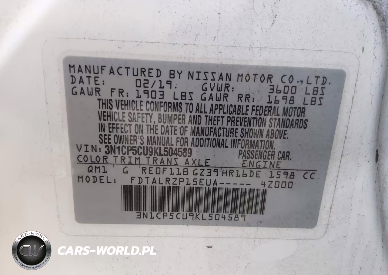 2019 Nissan Kicks S VIN:3N1CP5CU9KL504589 - 9