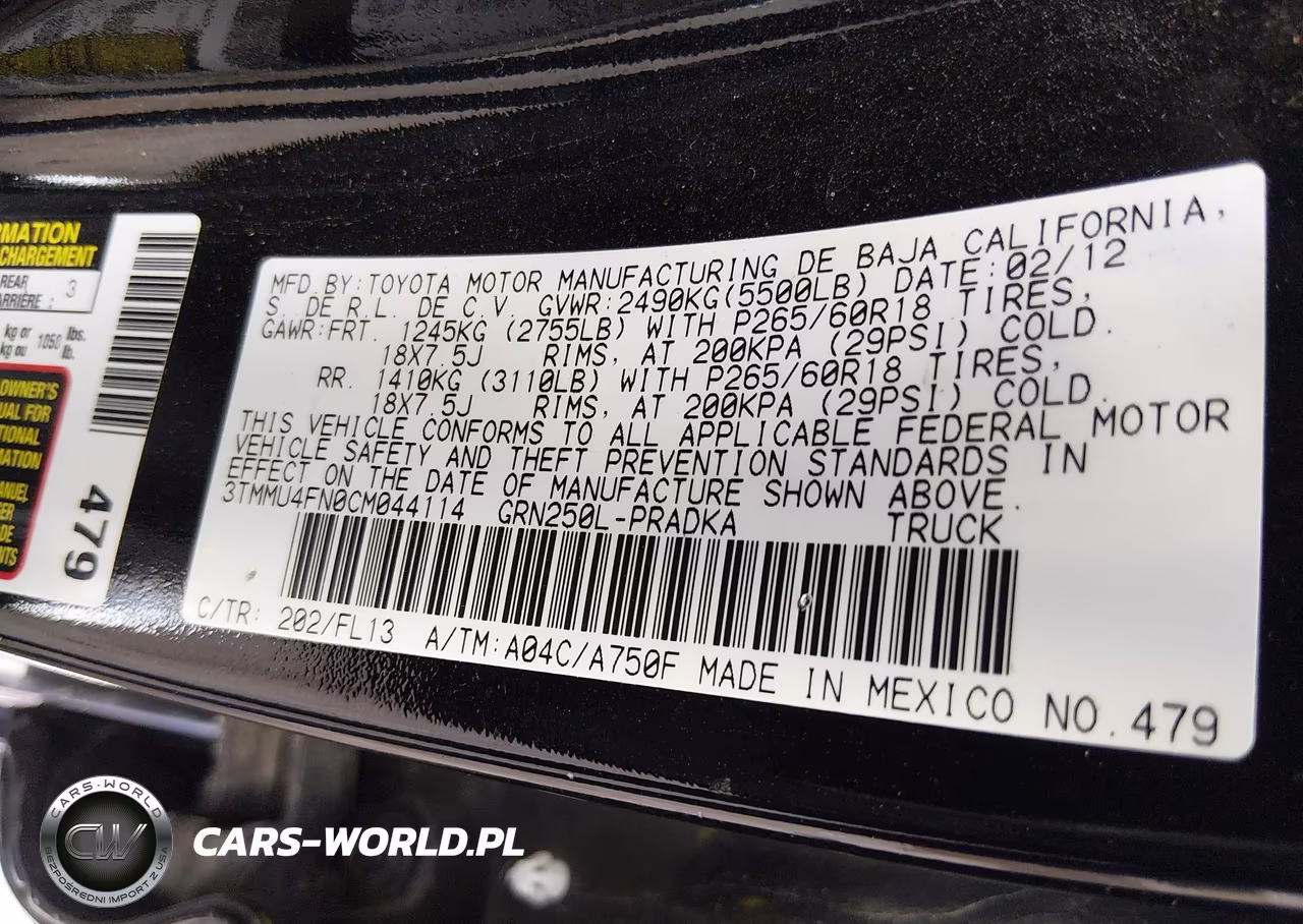 2012 Toyota Tacoma Base V6 VIN:3TMMU4FN0CM044114 - 9