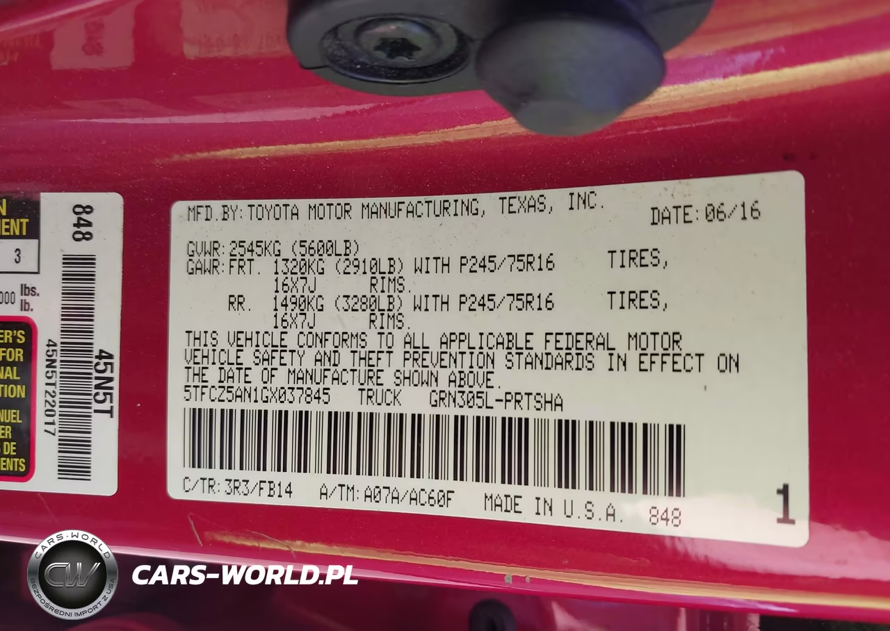2016 Toyota Tacoma Sr V6 VIN:5TFCZ5AN1GX037845 - 9