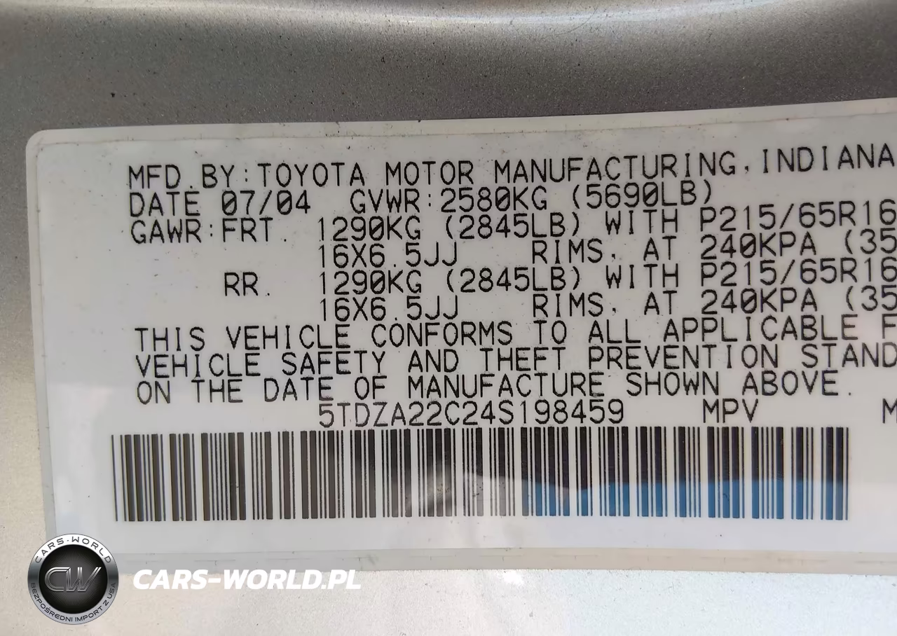 2004 Toyota Sienna Xle VIN:5TDZA22C24S198459 - 9