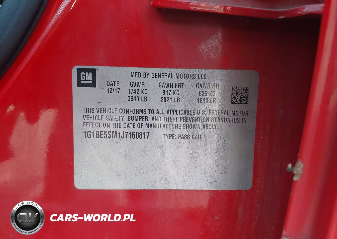 2018 Chevrolet Cruze Lt Auto VIN:1G1BE5SM1J7160817 - 9