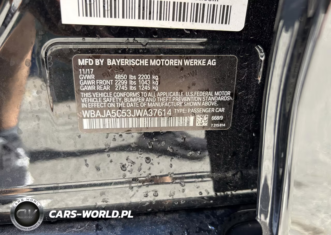 2018 BMW 530I VIN:WBAJA5C53JWA37614 - 9