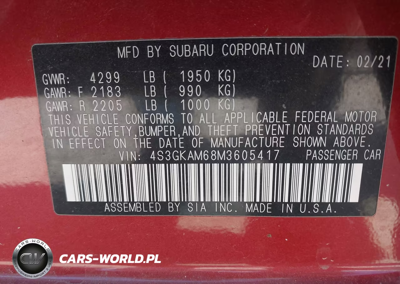 2021 Subaru Impreza Sport VIN:4S3GKAM68M3605417 - 9