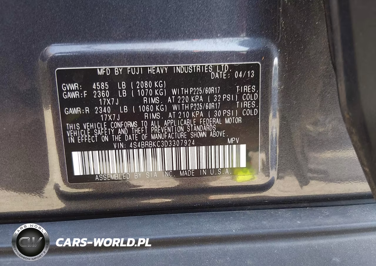2013 Subaru Outback 2.5I Limited VIN:4S4BRBKC3D3307924 - 9