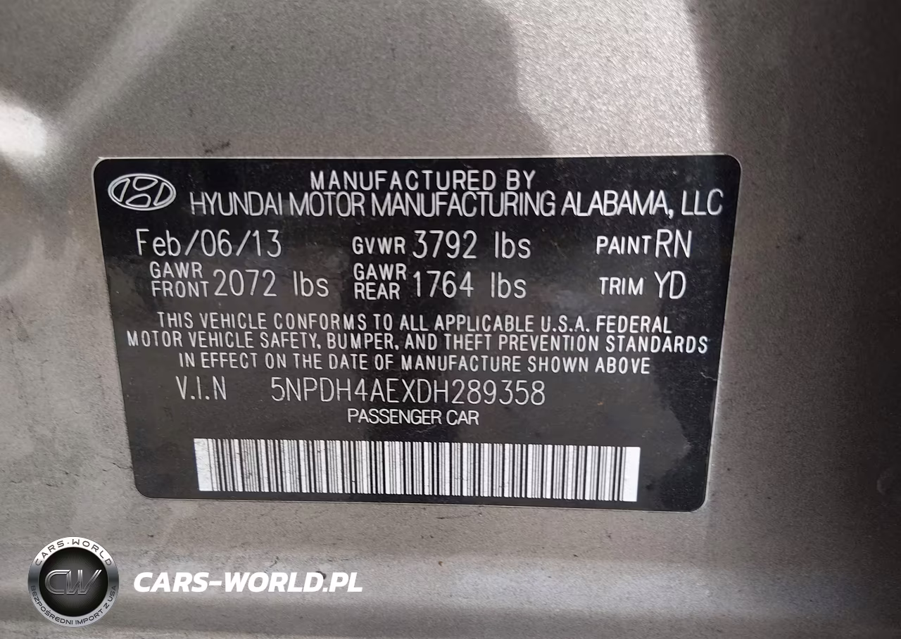 2013 Hyundai Elantra Gls VIN:5NPDH4AEXDH289358 - 9