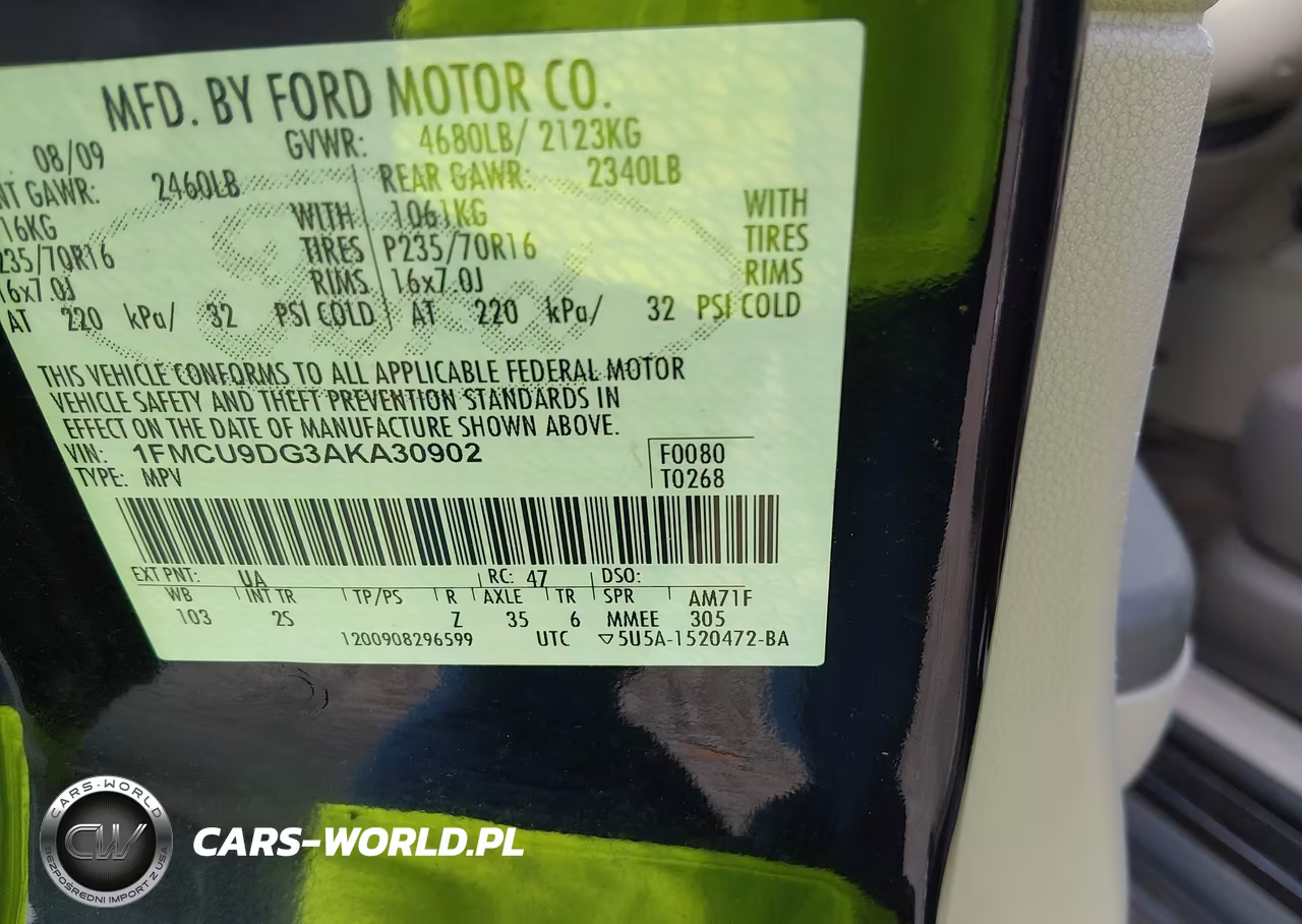 2010 Ford Escape Xlt VIN:1FMCU9DG3AKA30902 - 9