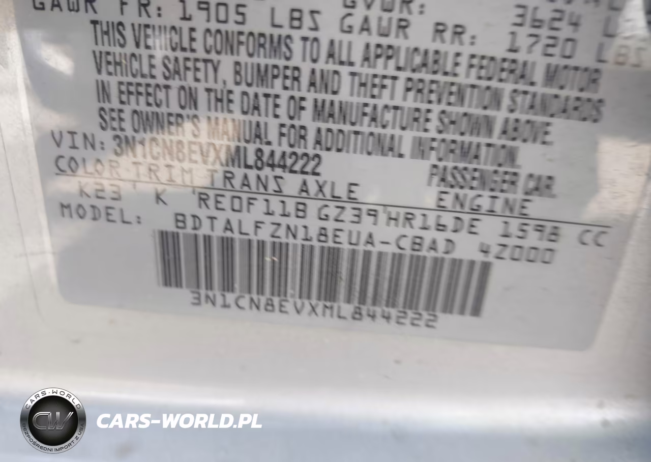 2021 Nissan Versa Sv Xtronic Cvt VIN:3N1CN8EVXML844222 - 9