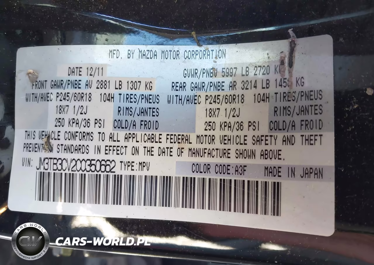 2012 Mazda Cx-9 Touring VIN:JM3TB3CV2C0350662 - 9