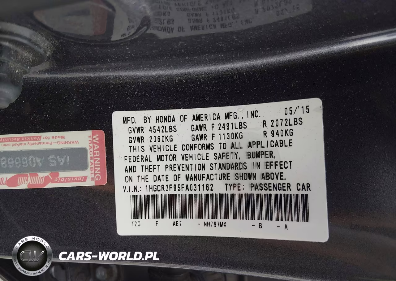HONDA ACCORD VIN:1HGCR3F95FA031162 - 9