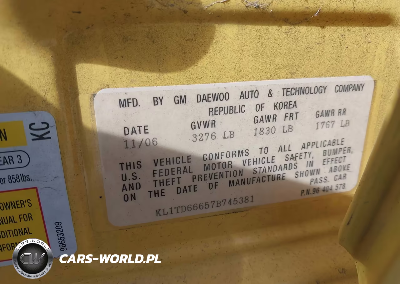 2007 Chevrolet Aveo 5 Special Value VIN:KL1TD66657B745381 - 9