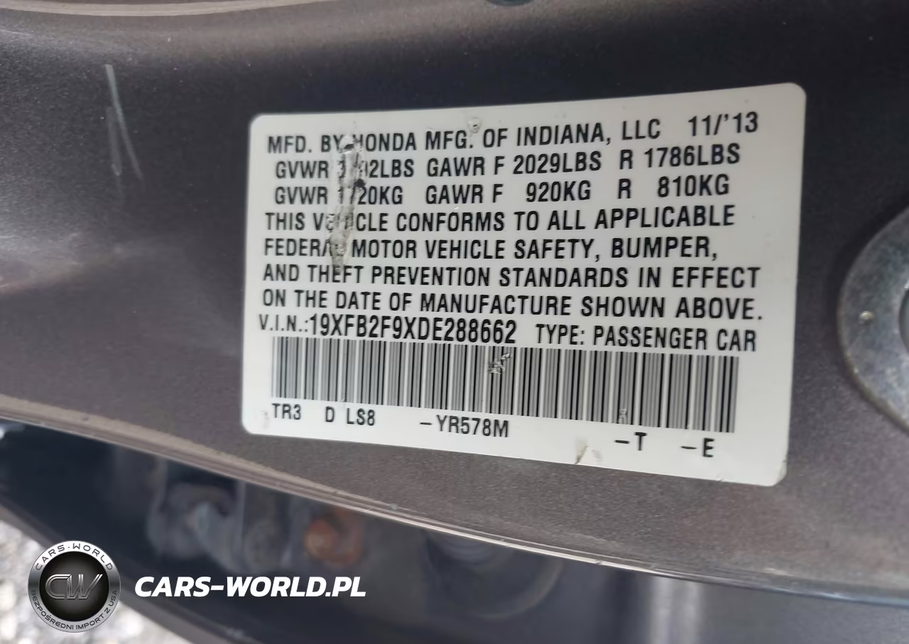 2013 Honda Civic Ex-L VIN:19XFB2F9XDE288662 - 9