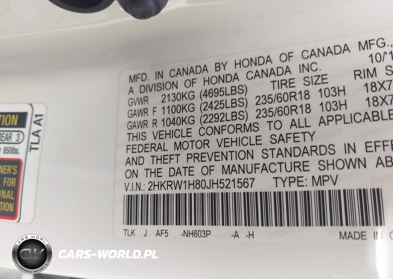 2018 Honda Cr-V VIN:2HKRW1H80JH521567 - 9