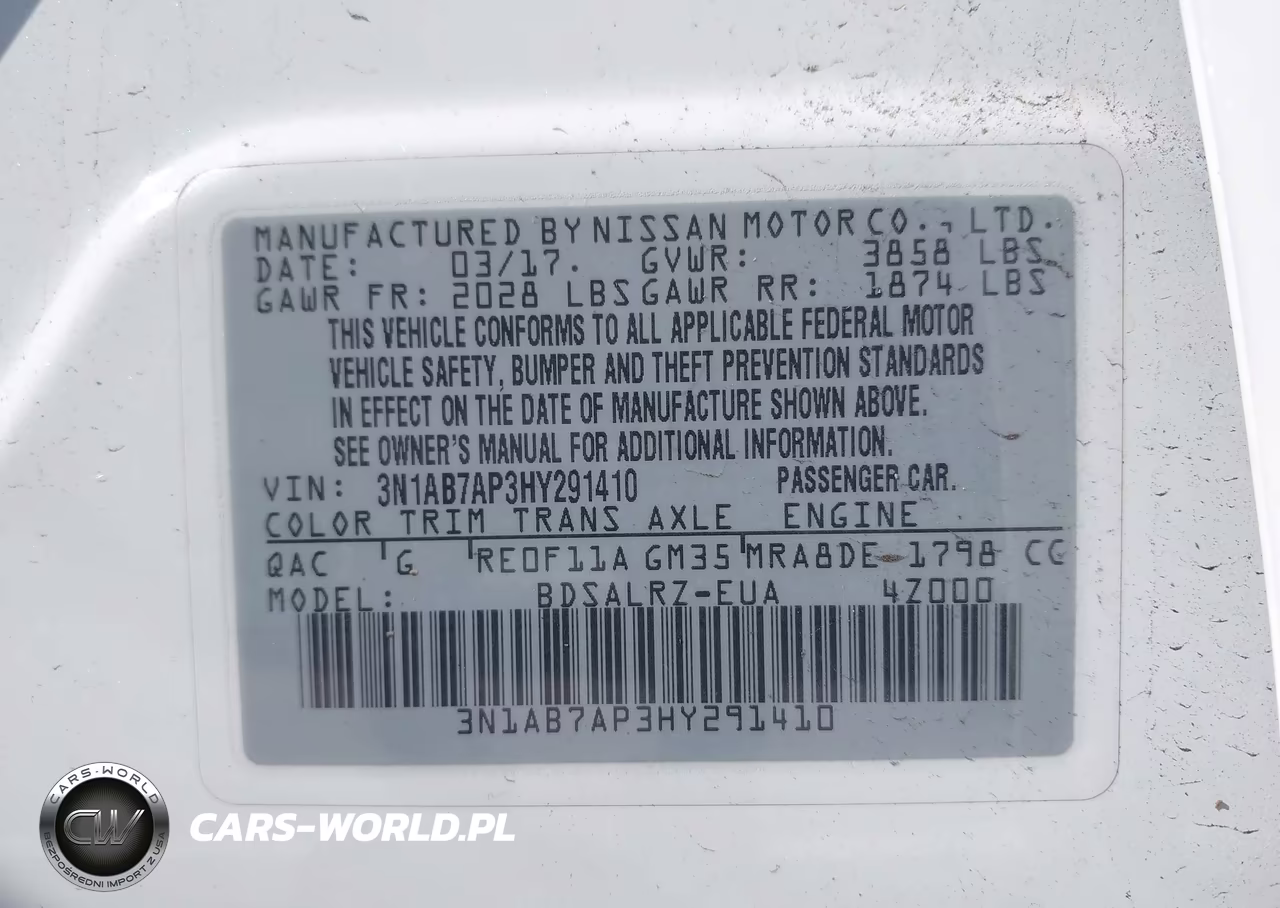 2017 Nissan Sentra Sr VIN:3N1AB7AP3HY291410 - 9