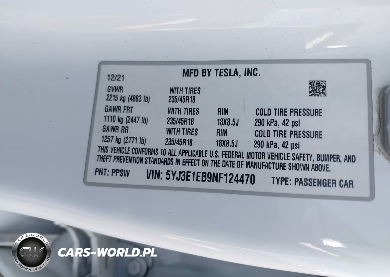 2022 Tesla Model 3 Long Range Dual Motor All-Wheel Drive VIN:5YJ3E1EB9NF124470 - 9