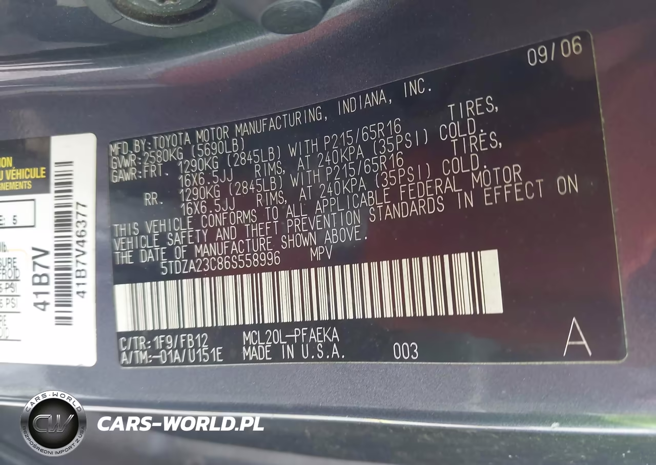 2006 Toyota Sienna Ce VIN:5TDZA23C86S558996 - 9