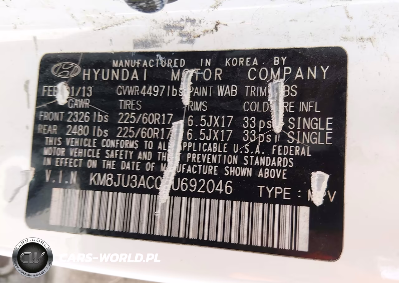 2013 Hyundai Tucson Gls VIN:KM8JU3AC0DU692046 - 9