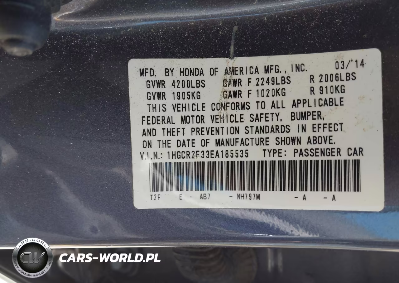 2014 Honda Accord Lx VIN:1HGCR2F33EA185535 - 9