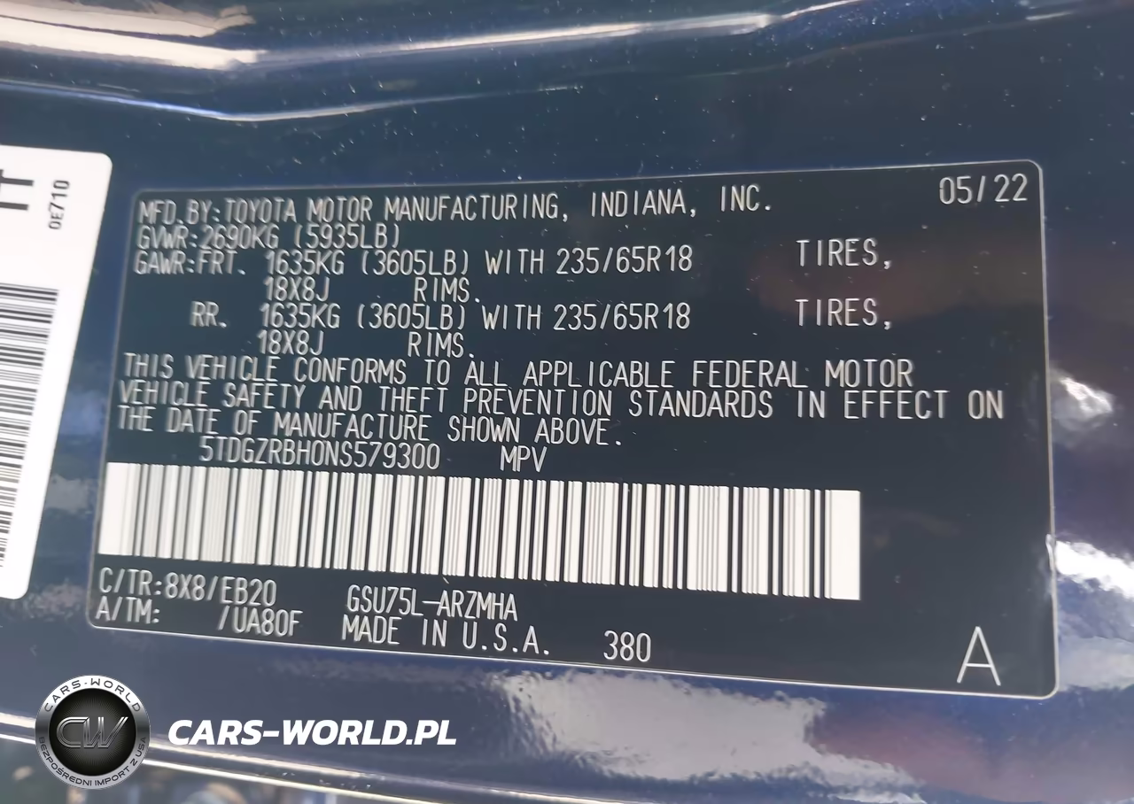 2022 Toyota Highlander Xle VIN:5TDGZRBH0NS579300 - 9