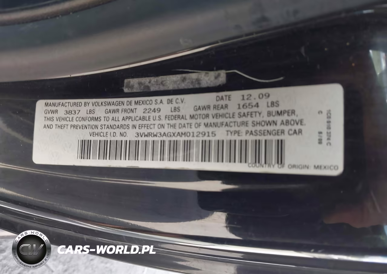2010 Volkswagen New Beetle 2.5L VIN:3VWRW3AGXAM012915 - 9