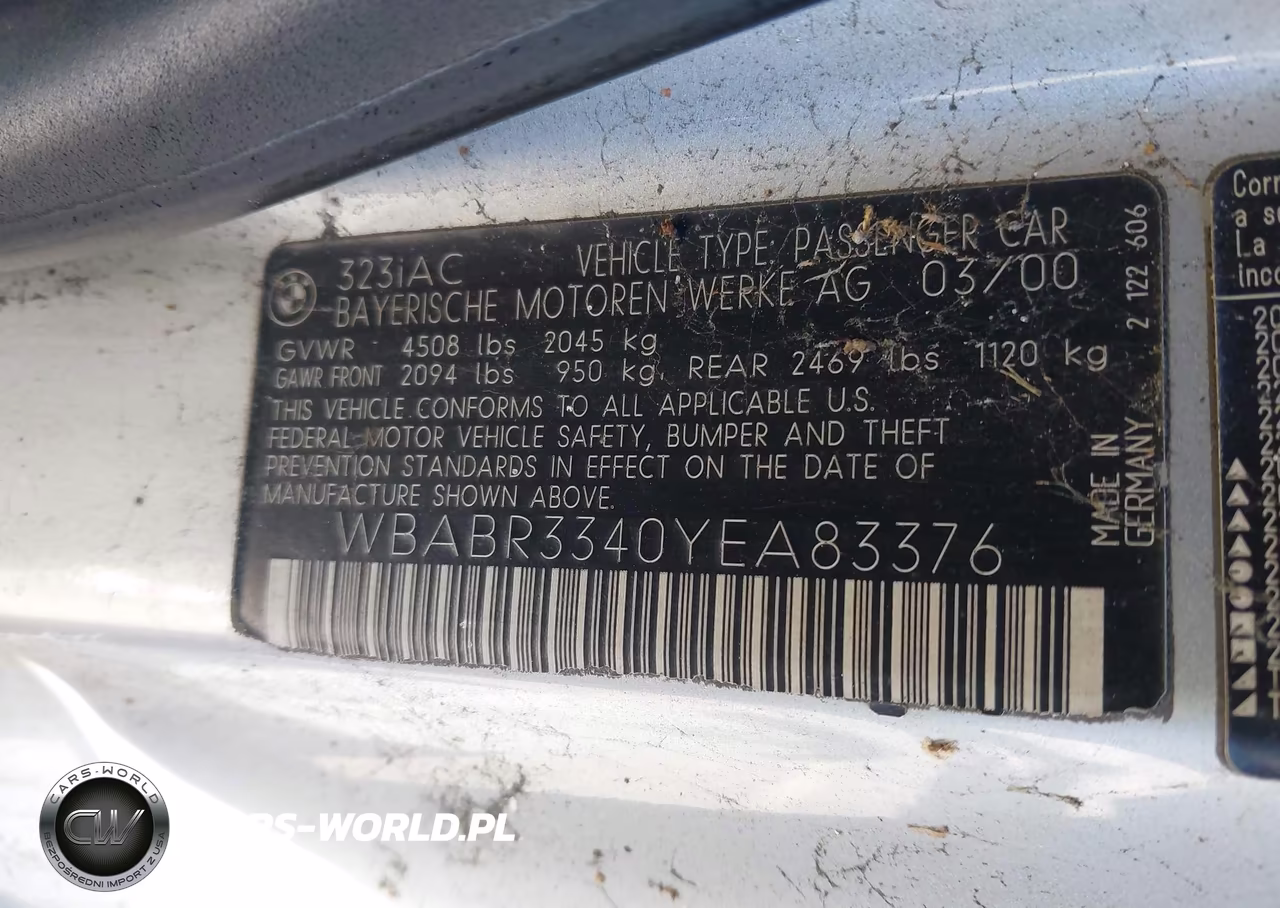 2000 BMW 323Ci VIN:WBABR3340YEA83376 - 9