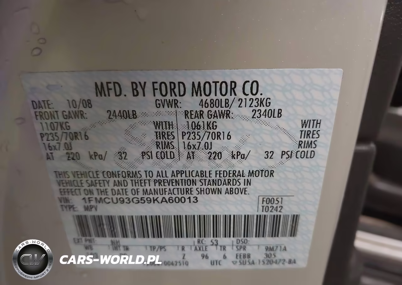 2009 Ford Escape Xlt VIN:1FMCU93G59KA60013 - 9
