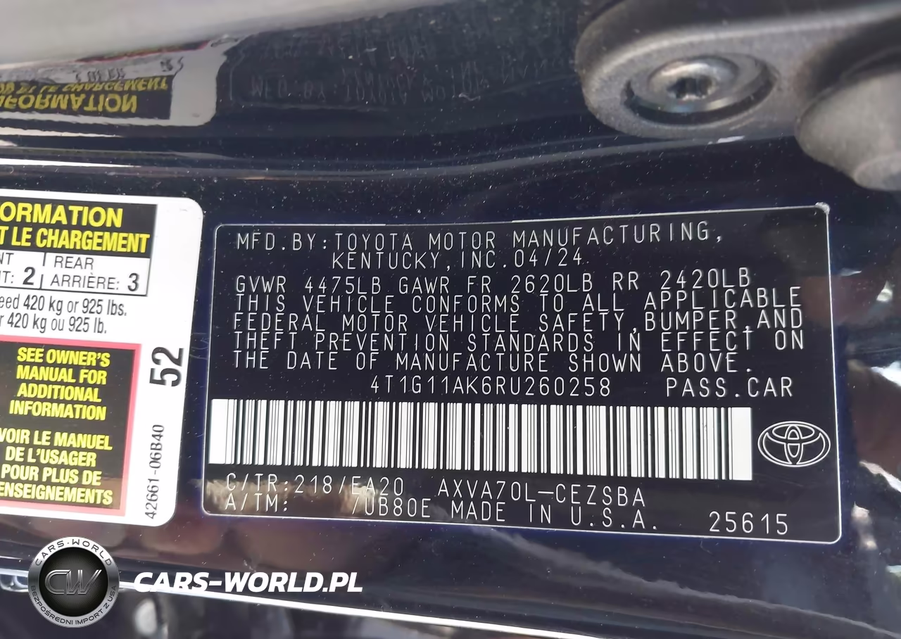 2024 Toyota Camry Se VIN:4T1G11AK6RU260258 - 9
