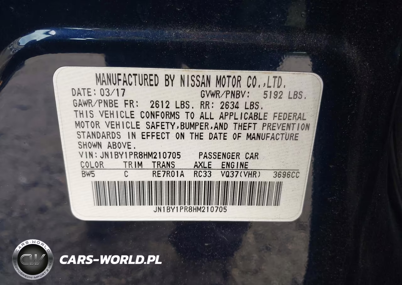 2017 Infiniti Q70L 3.7X VIN:JN1BY1PR8HM210705 - 9
