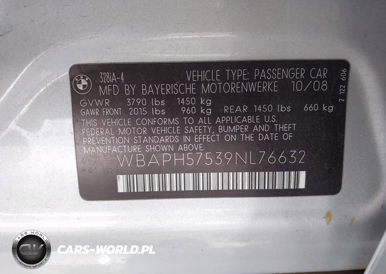 2009 BMW 328I VIN:WBAPH57539NL76632 - 9