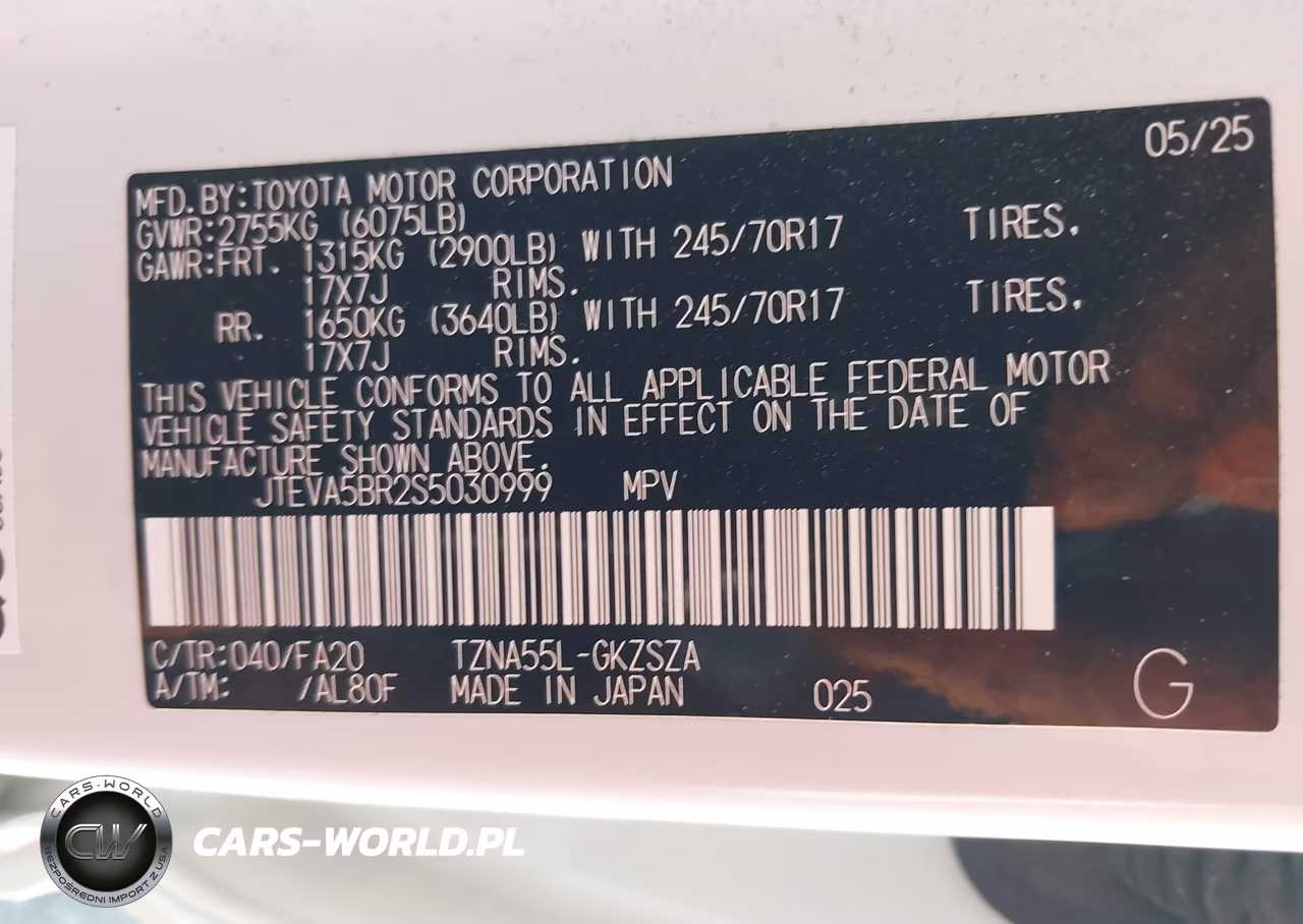 2025 Toyota 4Runner Sr5 VIN:JTEVA5BR2S5030999 - 9