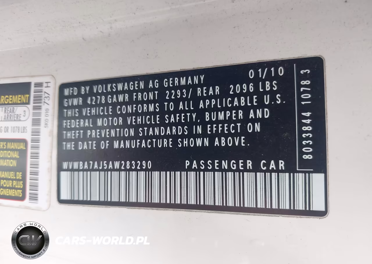 2010 Volkswagen Golf 2-Door VIN:WVWBA7AJ5AW283290 - 9