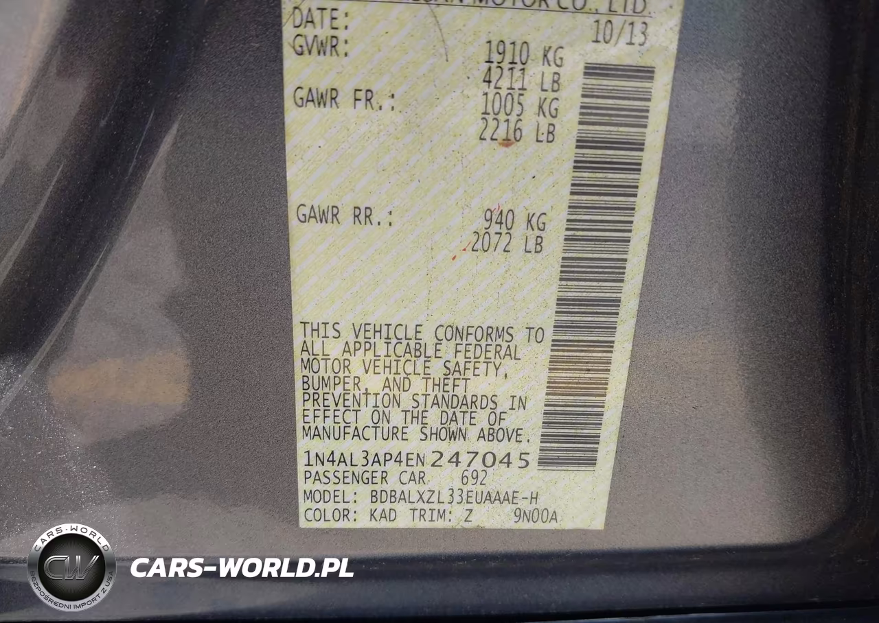 2014 Nissan Altima 2.5 Sl VIN:1N4AL3AP4EN247045 - 9
