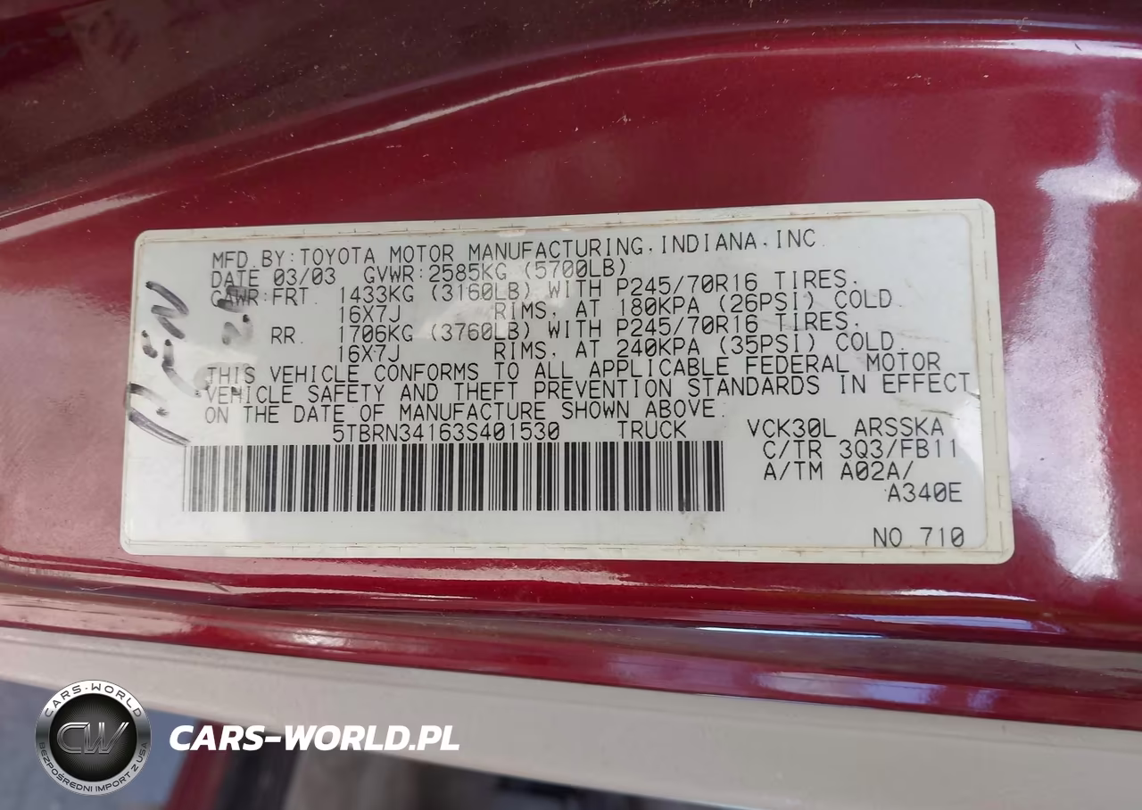 2003 Toyota Tundra VIN:5TBRN34163S401530 - 9