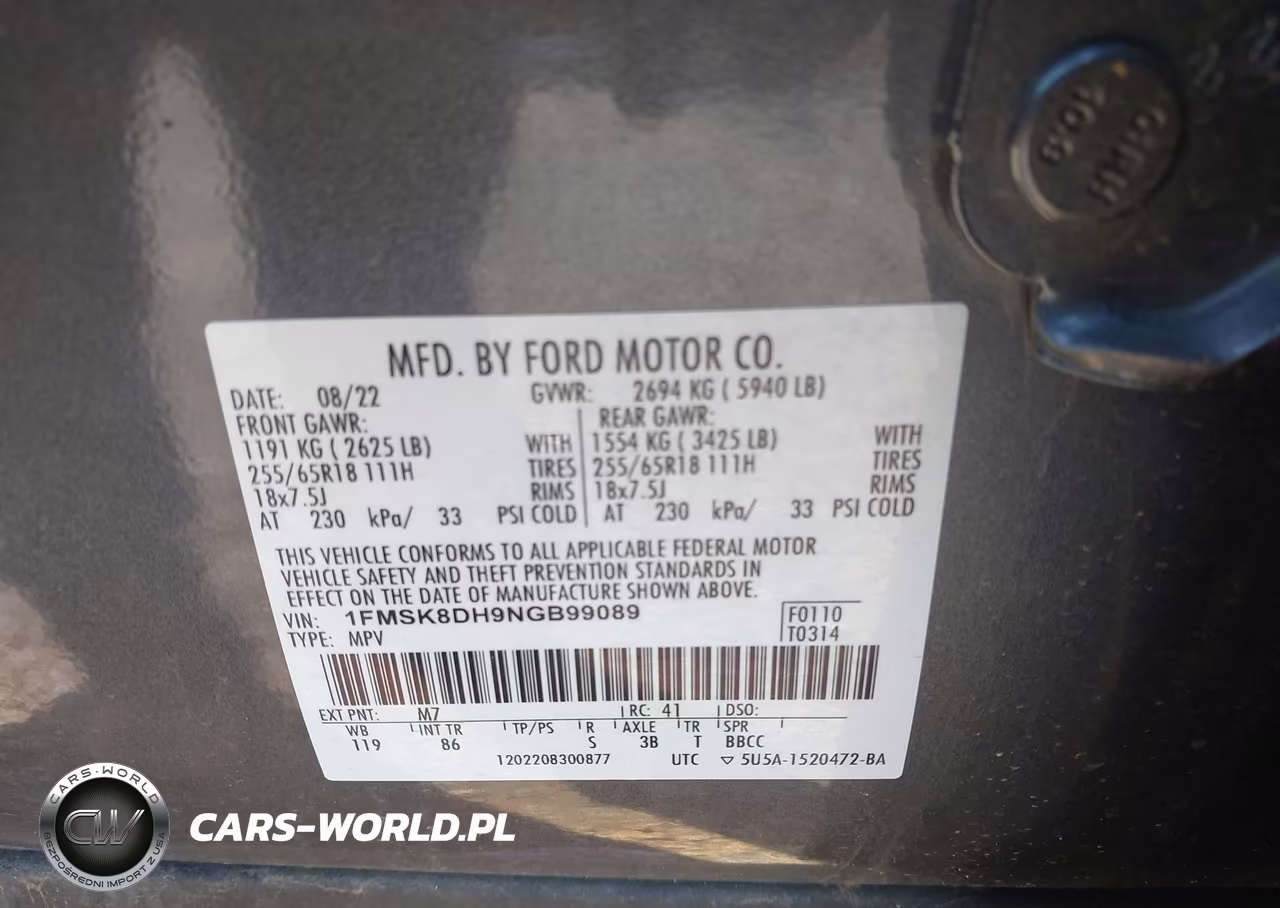 2022 Ford Explorer Xlt VIN:1FMSK8DH9NGB99089 - 9