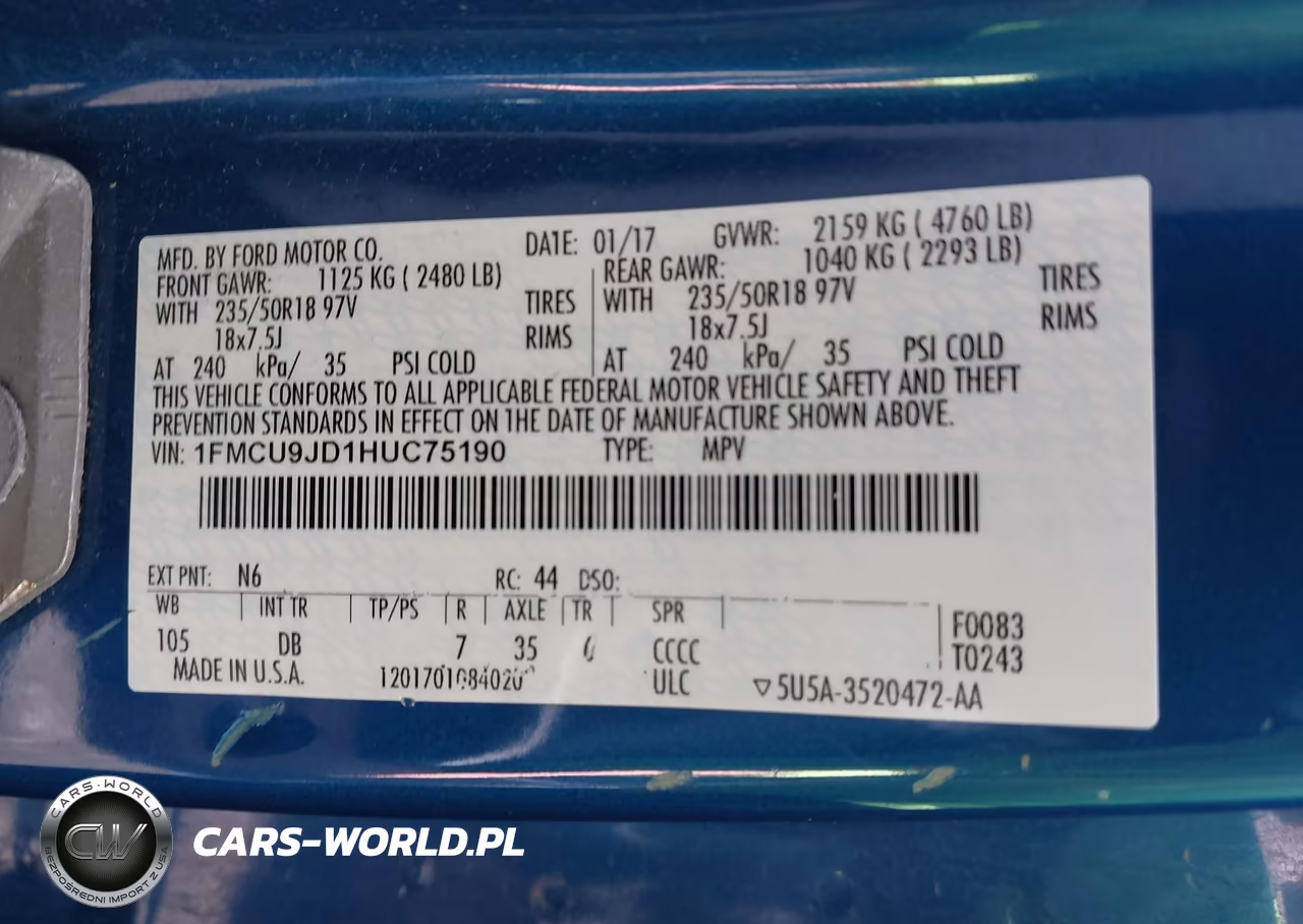 2017 Ford Escape Titanium VIN:1FMCU9JD1HUC75190 - 9