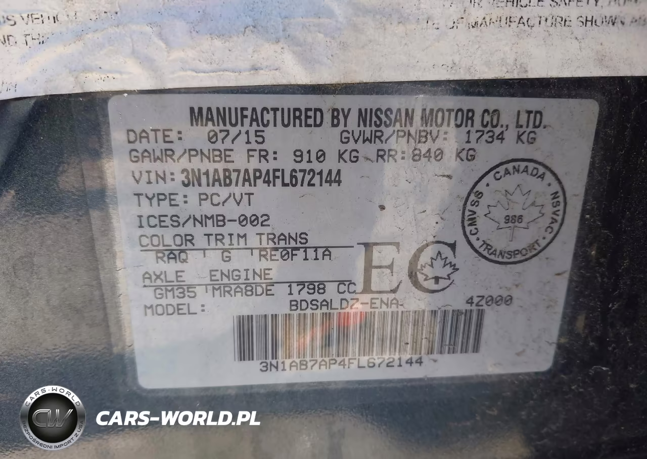 2015 Nissan Sentra Fe+ S-S-Sl-Sr-Sv VIN:3N1AB7AP4FL672144 - 9