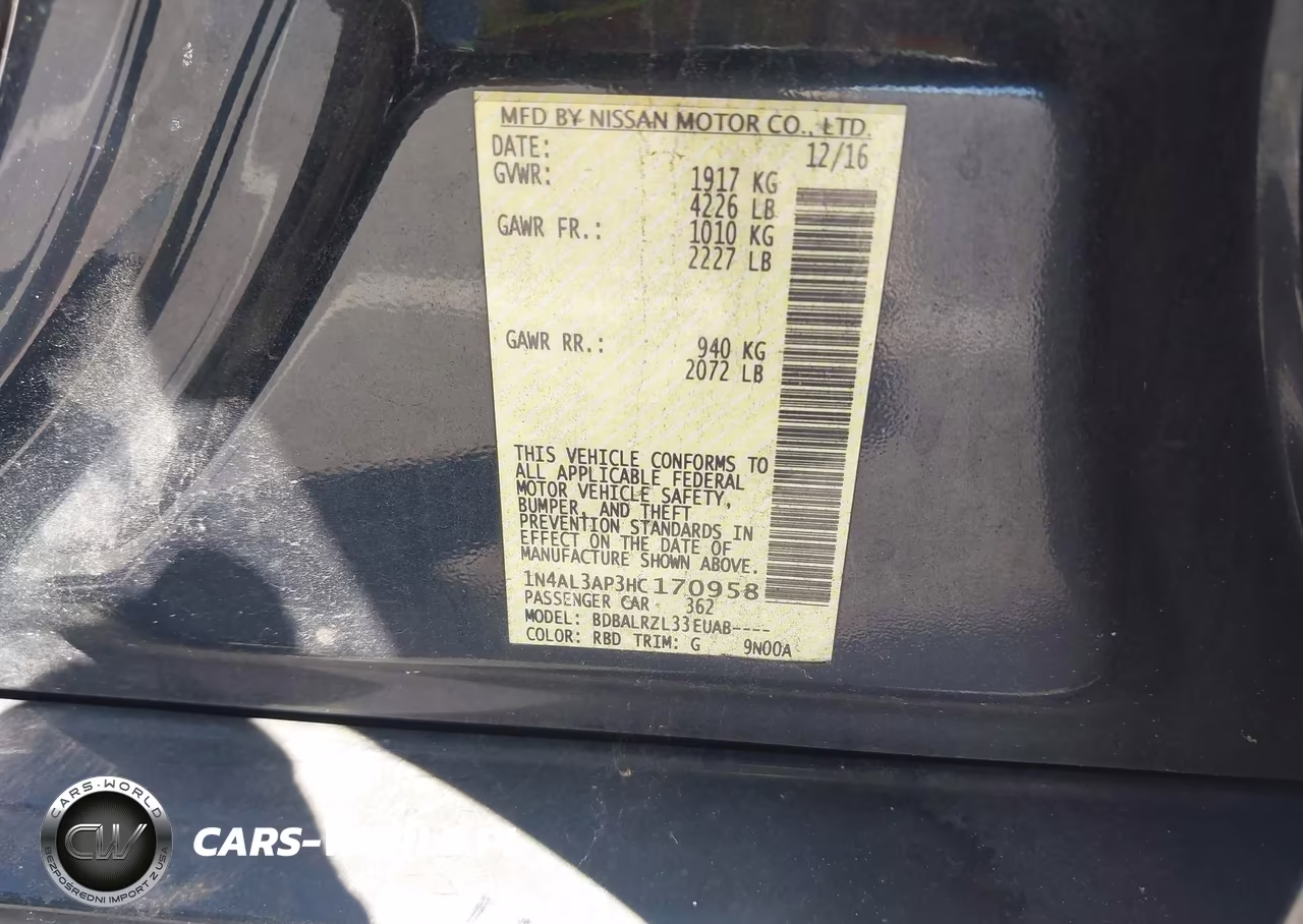 2017 Nissan Altima 2.5 Sl VIN:1N4AL3AP3HC170958 - 9