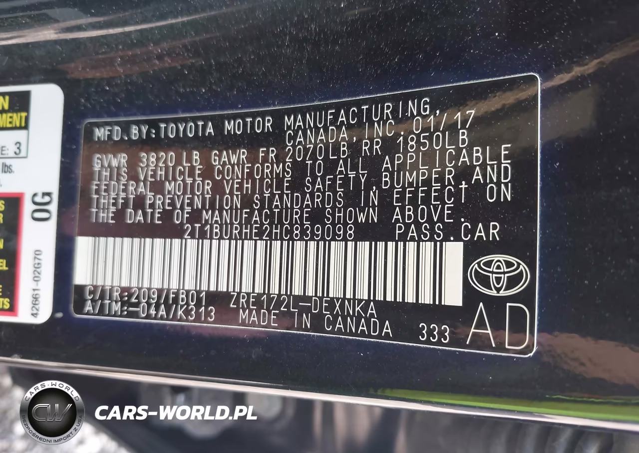 2017 Toyota Corolla Le VIN:2T1BURHE2HC839098 - 9