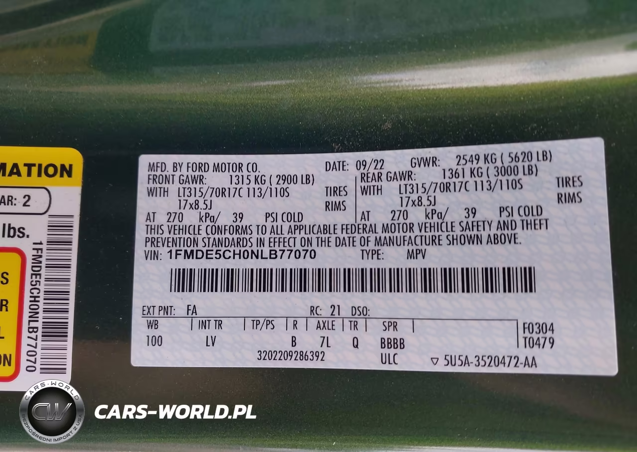 2022 Ford Bronco VIN:1FMDE5CH0NLB77070 - 9