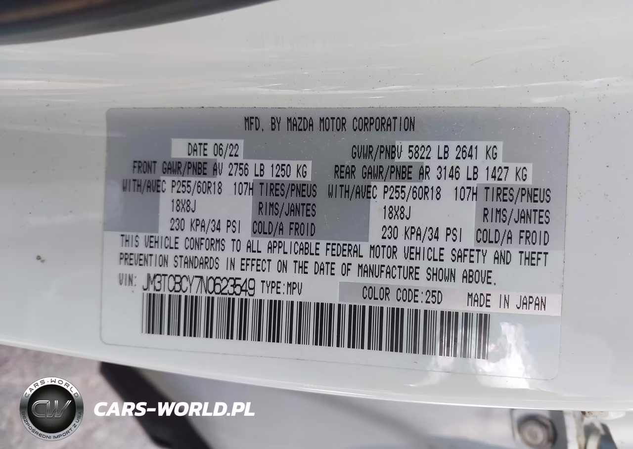 2022 Mazda Cx-9 Touring VIN:JM3TCBCY7N0623549 - 9