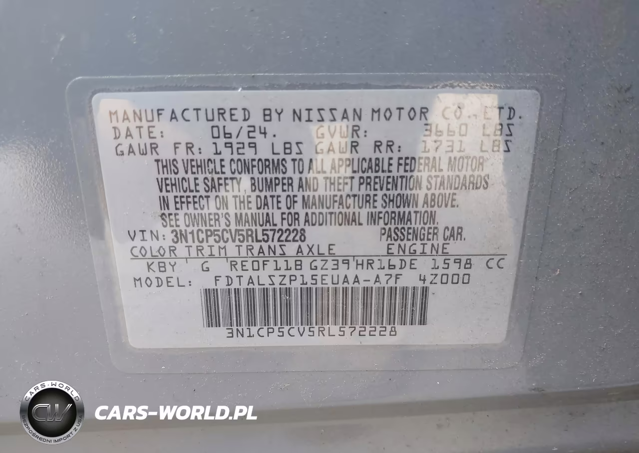 2024 Nissan Kicks Sv Xtronic Cvt VIN:3N1CP5CV5RL572228 - 9