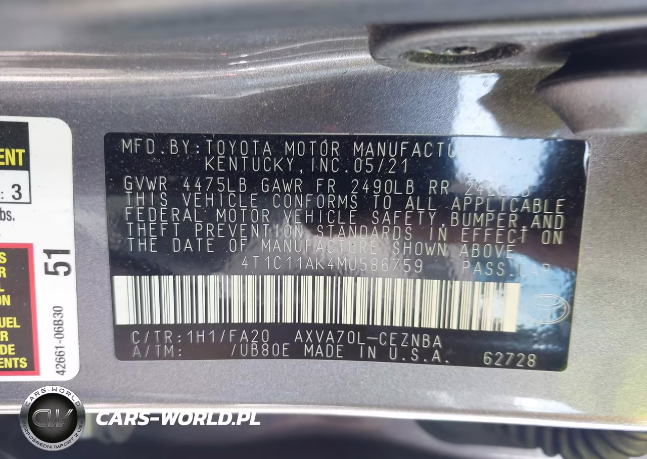 2021 Toyota Camry Le VIN:4T1C11AK4MU586759 - 9