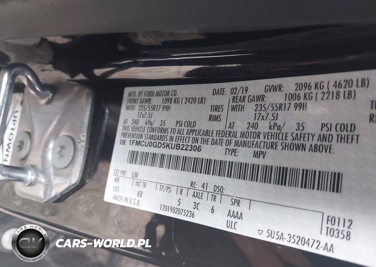2019 Ford Escape Se VIN:1FMCU0GD5KUB22306 - 9