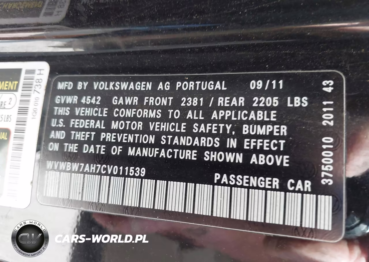 2012 Volkswagen Eos Komfort VIN:WVWBW7AH7CV011539 - 9